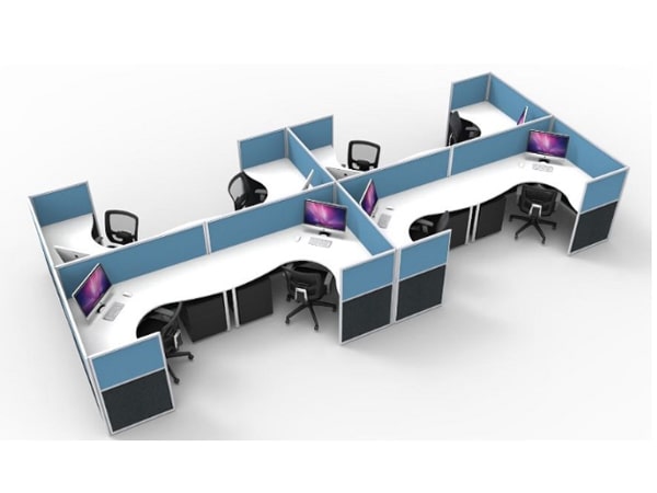 Chọn mẫu cụm bàn làm việc 8 người có vách ngăn đẹp cho văn phòng